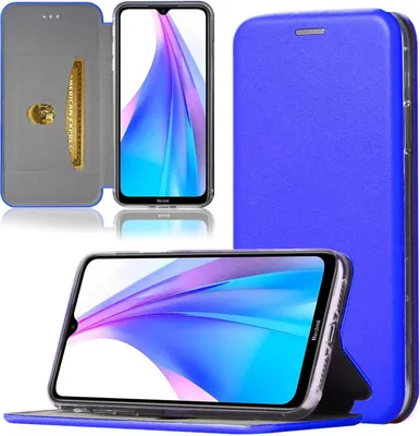 Produktbild von Handy Schutz Hülle für Xiaomi Redmi Note 8T Handytasche mit Magnetdeckel Kartenfach und Standfunktion Klapphülle Blau