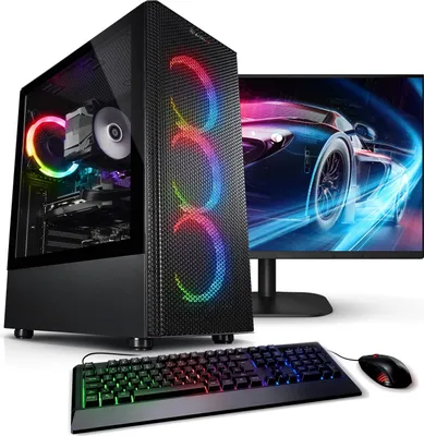 Produktbild von kiebel.de PC Set Gaming mit 27 Zoll TFT Lightning 12 Intel Core i7-12700KF, 32GB DDR4, AMD Radeon RX 9060 XT 16 GB, 2TB SSD, WLAN, Windows 11, Komplettsystem Gaming