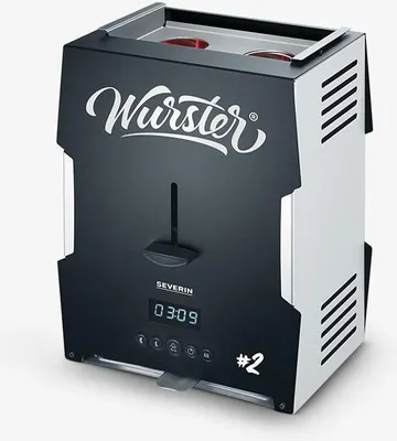 Produktbild von Severin Wurster, perfekt gebräunte Würstchen in 5 Minuten ohne Zugabe von Fremdfett, Geschenk für Männer, mit Holzzange, Edelstahl/Kunststoff, WT 5005 Wurster Grill