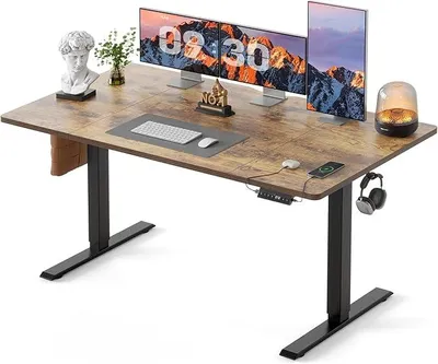 Imagen del producto de Escritorio de altura ajustable de 160x80 cm con puertos de carga USB-C y USB-A
