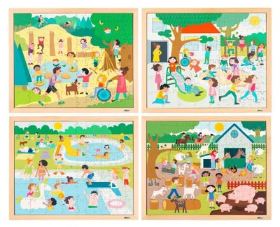 Immagine prodotto di Educo Puzzle in legno - Facciamo puzzle insieme - set da 4 - Gioco Montessori