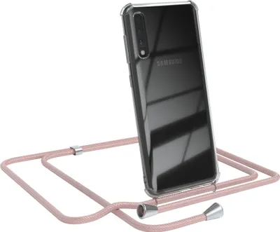 Produktbild von EAZY CASE Handykette kompatibel mit Samsung Galaxy A50 / A50s / A30s, Handyhülle mit Umhängeband, Handykordel, Schutzhülle Clear, Band in Rosa