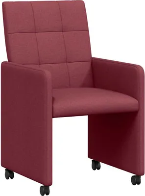 Produktbild von vidaXL Esszimmerstühle mit Rollen 2 pcs Weinrot 58 x 65 x 94 cm Stoff