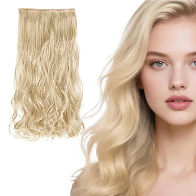 Productafbeelding van Haarverlengingen, onzichtbaar, synthetisch, 50 cm, lichtblond