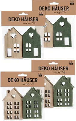 Immagine prodotto di Casette di legno da decorare - set di 16 - set creativo fai da te per l'artigianato - decorazione natalizia decorazione invernale decorazione del villaggio di Natale