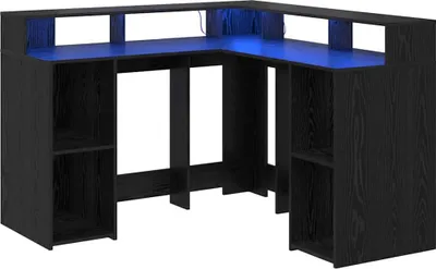 Zdjęcie produktu dla Biurko Czarny Dąb 130X130X91 Cm Materiał Drewnopochodny Lumarko!