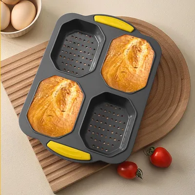 Produktbild von SilikonBackform Set: 8fach Hamburgerbrötchenform und 4fach Baguetteform für Ofen, Mikrowelle, Spülmaschine und Kühlschrank