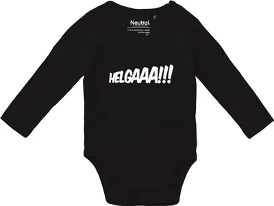 Produktbild von Huuraa Baby Body Helgaaa Schriftzug 80 Black  Baumwolle Fairtrade Langarmbody Geschenkidee
