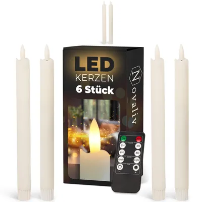 Obrázek produktu pro LED tyčkové svíčky s časovačem, BÍLÉ, 8 kusů, do interiéru – 6 hodin – PRAVÉ VOSKOVÉ, výška 23 cm, pro svíčky o průměru 2,2 cm, vyžadují 2 baterie AAA, sada 4 kusů LED tyčkových svíček, BÍLÉ (dvě sady), pohyblivý plamen