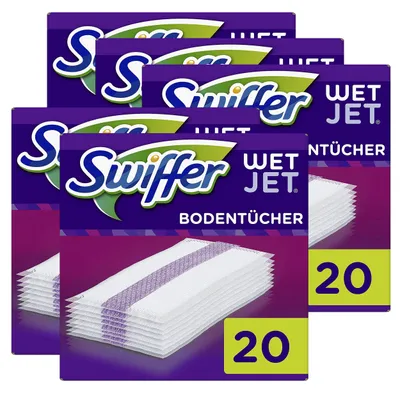 Imagen del producto de Swiffer WetJet, limpiador de suelos, 20 toallitas - Paquete de repuesto de toallitas (paquete de 5 unidades)