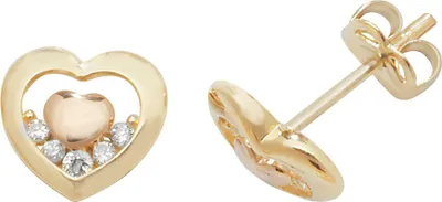 Produktbild von Edle 9 Karat (375) Gold Herz Damen - Paar Ohrstecker mit Zirkonia - 7mm*8mm; TRS1873