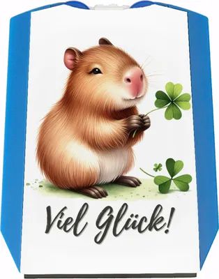 Produktbild von Capybara mit Kleeblatt Parkscheibe mit Spruch Viel Glück