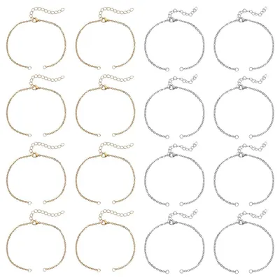 Armbandketten-Set, 32 Stück, 2 Farben, Edelstahl, verstellbar, 18 cm