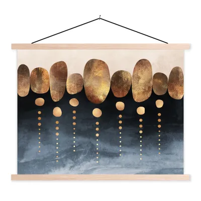 Produktbild von MuchoWow® Textilposter Gold - Abstrakt - Luxus 40x30 cm mit holzfarbenen Rahmen - Bilder