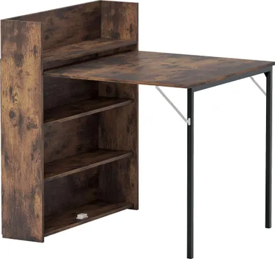 Productafbeelding van Opklapbare eettafel met plank, industriële stijl, ruimtebesparend, 80x90x93 cm