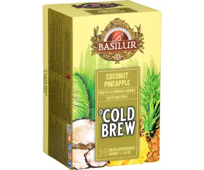 Zdjęcie produktu dla Basilur COLD BREW COCONUT PINEAPPLE herbata owocowa KOKOS ANANAS bezkofeinowa - 20x2g
