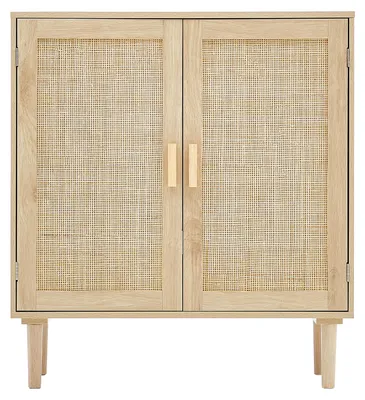 Produktbild von Rattanschrank Rattankommode Aufbewahrungsschrank mit 2 magnetischen Türen & verstellbaren Regalen & Griffen