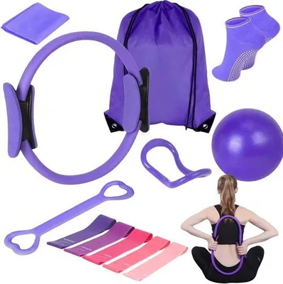 Produktbild von 13-teiliges Pilates-Set für Damen – Ein umfassendes Pilates-Set mit Pilates-Ball, Pilates-Ring, Widerstandsbändern, Socken und Zubehör für Dehnübungen