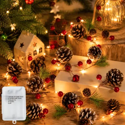 LED-Lichterkette 2 m mit 20 warmweißen LEDs, Timer, 5 Modi