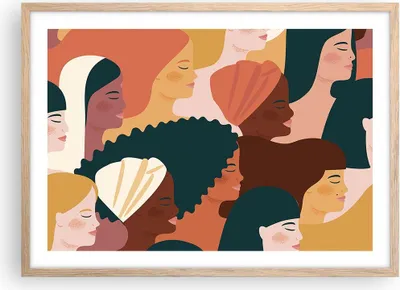 Produktbild von Gerahmtes Poster - Rahmen in heller Eiche - Frauen Multikulturalismus Modern - 70x50 cm - Wand Bild - Wanddeko - Wandbilder - Kunstposter - Wandposter - Bilderrahmen - Bilder - P2NAA70x50-4500