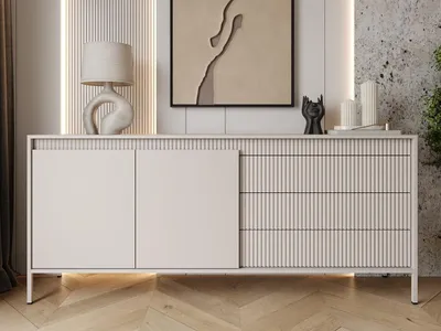 Produktbild von GrainGold Kommode Sorano - Kommode mit Schubladen und Türen - Sideboard , TV-Kommode - Kommode Beige