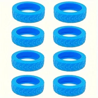 Produktbild von GKA 8 Stück Premium Silikon Radschutzabdeckung für Koffer Rollen Überzug leise - Blau