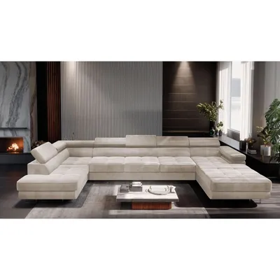 Produktbild von MUFFO Ecksofa U-Form Links WILD MAXI U mit Schlaffunktion 125x318 Velours Beige