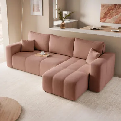 Produktbild von Ecksofa Orto L Manila 29 Altrosa Samtvelours Schlaffunktion Universell Bettkasten