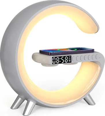 Obrázek produktu pro (Černá) Multifunkční bezdrátová nabíječka, atmosférická lampa, reproduktor Bluetooth, budík, do ložnice, domácnosti, stolní lampa, dekorace