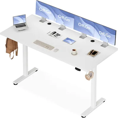 Höhenverstellbarer Schreibtisch 180 cm, Weiß, elektrisch, mit Memory