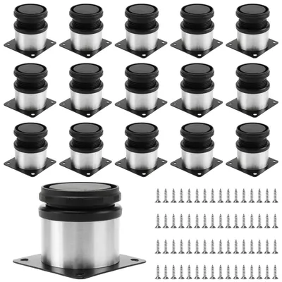 Obrázok produktu pre 16 nastaviteľných nožičiek na nábytok, nerezová oceľ, výška 5 cm, nastaviteľná výška 0-10 mm