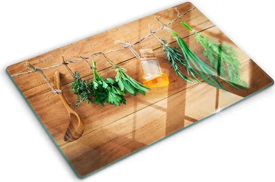 Obrázek produktu pro Kryt varné desky – Kryt na indukční desku – Ochranná skleněná deska – 80x52 cm– Skleněné ochranné desky na sporák –Tvrzené sklo –Bylinný provázek