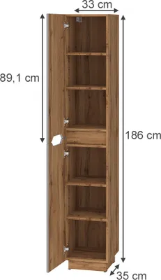 Immagine prodotto di Armadio per il bagno Vicco Lotta Grigio 33 x 186 cm con 2 porte, Model 58678