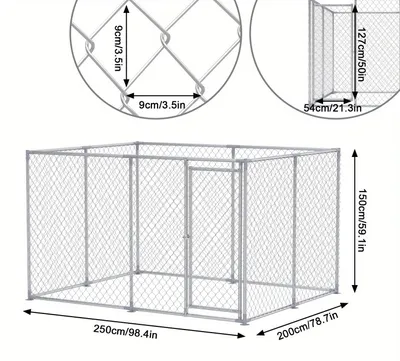 Produktbild von Hundezwinger – Welpenzwinger – Hundekennel – Tierzwinger – Kaninchenzwinger – 250 x 200 x 150 cm – Verzinkter Stahl