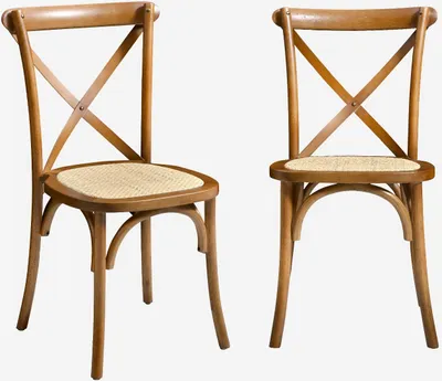 Produktbild von sweeek - 2er-Set Vintage Bistrostuhl aus Holz - Nussbaumfarben