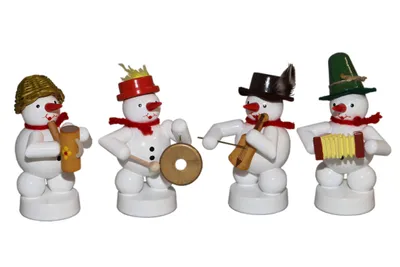 Produktbild von Weihnachtsdekoration Schneemannkapelle mit Instrumenten Höhe 8cm NEU