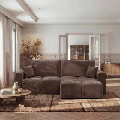 Produktbild von Ecksofa Zanti Otto 10 Braun Chenille mit Schlaffunktion und Bettkasten L-Form Universell