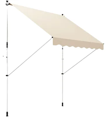 Obrázek produktu pro Skládací markýza, 300 x 150 cm, výškově nastavitelná 1,7–2,8 m, hliníkový rám, ruční klika, odolná polyesterová tkanina