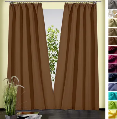 Produktbild von heimtexland ® Dekoschal Baumwolle Uni Gardine Kräuselband Schlaufen Vorhang Blickdicht Natur  Typ625 Bandschal HxB 230x135 cm Kastanie