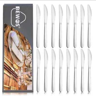 Zdjęcie produktu dla Zestaw noży stołowych 16 sztuk 23,2 cm nóż do masła Nóż stołowy wykonany ze stali nierdzewnej polerowanej na lustro noże do sztućców Nóż stołowy można myć w zmywarce