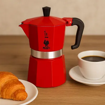 Obrázek produktu pro Italská konvice na espresso Pezzetti Italexpress, hliník, 3 šálky, červená