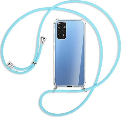 Produktbild von Handykette Backcover-Schutzhülle mit Band (Metall silberfarben) für Xiaomi Redmi Note 11S 4G - himmelblau