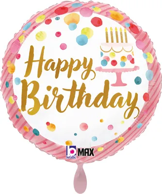 Produktbild von Folienballon Happy Birthday Satin Pink Party 45cm