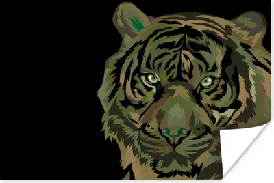 Produktbild von MuchoWow® Poster Tiger - Schwarz - Grau 120x80 cm - Bilder