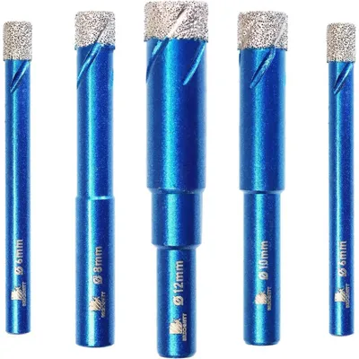 Image de Jeu de 5 forets diamant secs, de 6 à 12 mm, pour carrelage, céramique, granit et maçonnerie