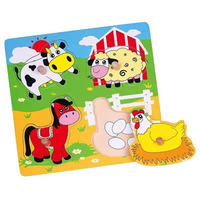 Produktbild von Kinderpuzzle aus Holz mit Griffen Viga Surprise Farm