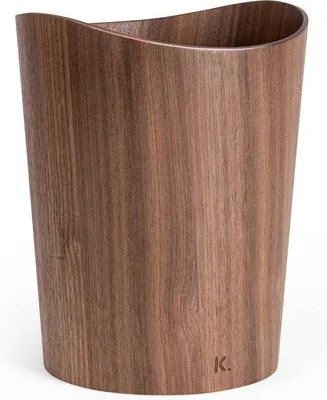 Image de Poubelle Famanu en bois massif - 9 litres, en noyer