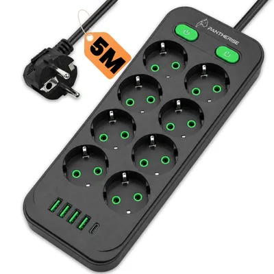 Produktbild von PANTHERISE DUAL LINE 841PRO Steckdosenleiste 13in1 8×230V 4×USB USB-C 5m 2500W