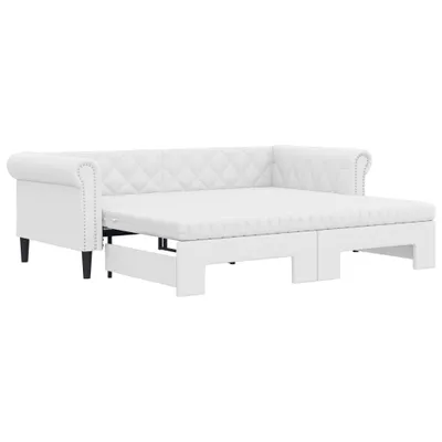 Immagine prodotto di vidaXL Divano letto estraibile con materasso bianco 90x200 cm in ecopelle
