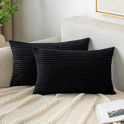 Produktbild von Kissenbezug 40x60 cm Kordsamt 2er Set Schwarz